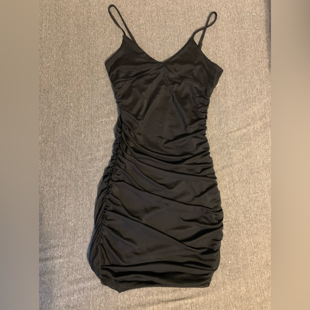 BP ruched black mini dress XS